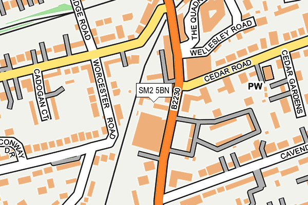 SM2 5BN map - OS OpenMap – Local (Ordnance Survey)
