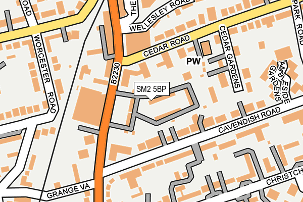 SM2 5BP map - OS OpenMap – Local (Ordnance Survey)