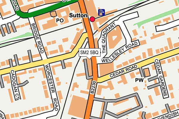 SM2 5BQ map - OS OpenMap – Local (Ordnance Survey)