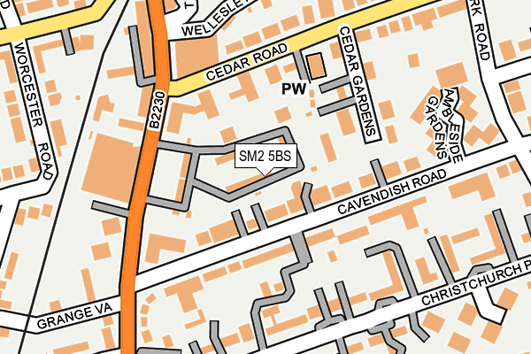 SM2 5BS map - OS OpenMap – Local (Ordnance Survey)
