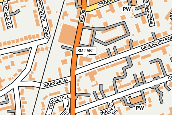 SM2 5BT map - OS OpenMap – Local (Ordnance Survey)