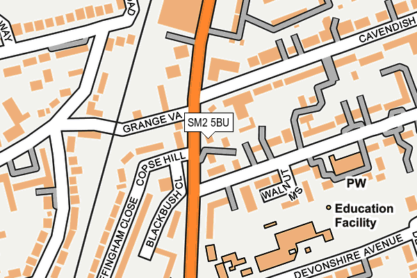SM2 5BU map - OS OpenMap – Local (Ordnance Survey)