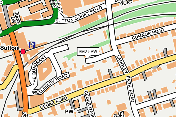 SM2 5BW map - OS OpenMap – Local (Ordnance Survey)