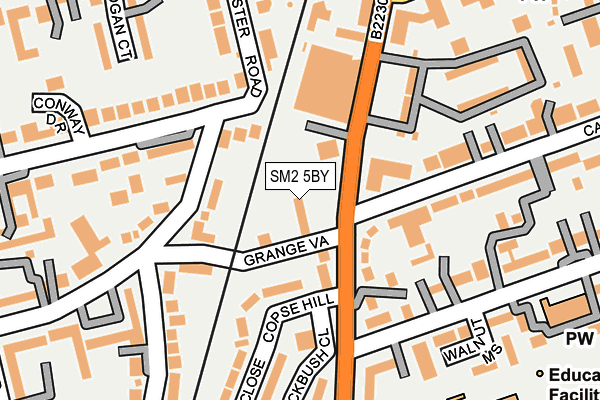 SM2 5BY map - OS OpenMap – Local (Ordnance Survey)