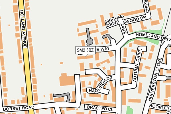 SM2 5BZ map - OS OpenMap – Local (Ordnance Survey)