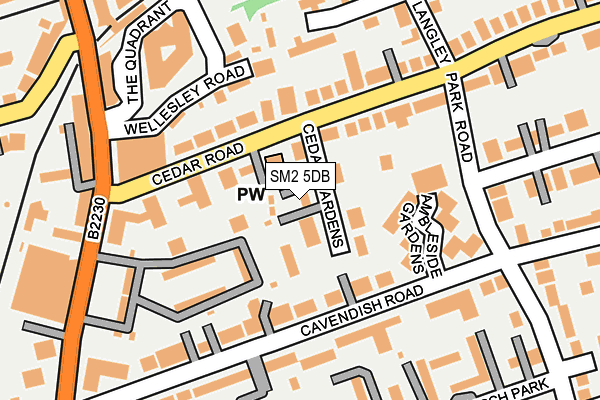 SM2 5DB map - OS OpenMap – Local (Ordnance Survey)