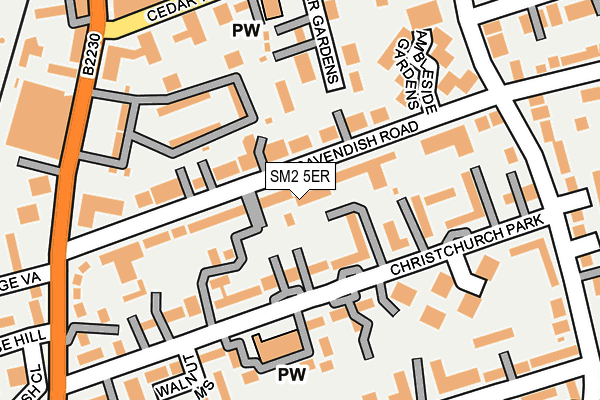 SM2 5ER map - OS OpenMap – Local (Ordnance Survey)