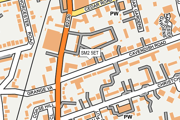SM2 5ET map - OS OpenMap – Local (Ordnance Survey)