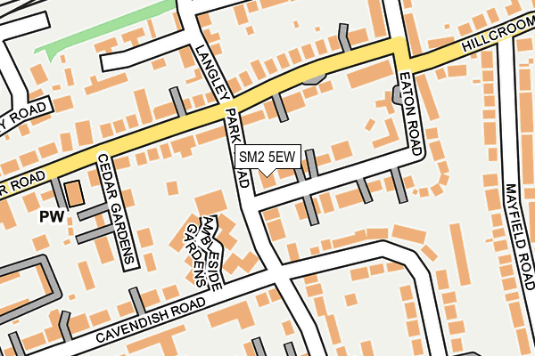 SM2 5EW map - OS OpenMap – Local (Ordnance Survey)
