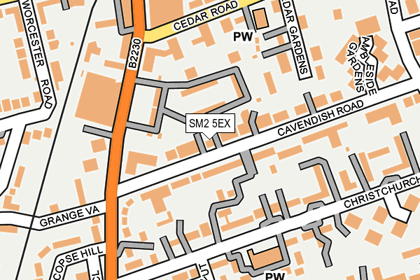SM2 5EX map - OS OpenMap – Local (Ordnance Survey)