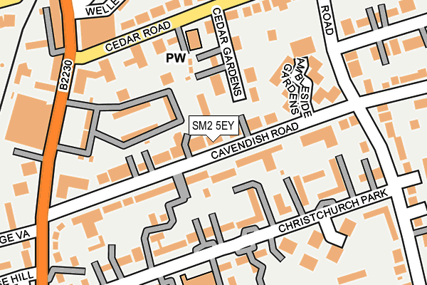 SM2 5EY map - OS OpenMap – Local (Ordnance Survey)