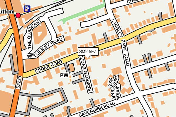 SM2 5EZ map - OS OpenMap – Local (Ordnance Survey)