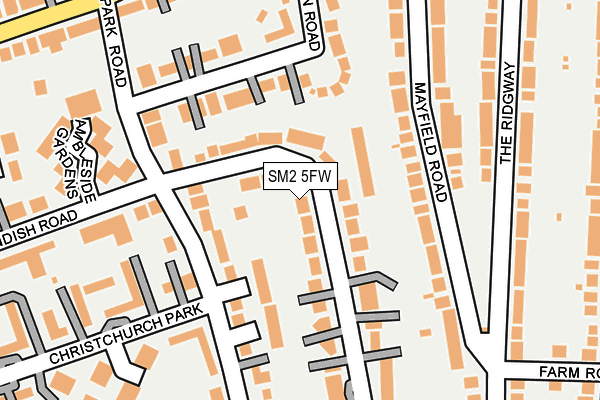 SM2 5FW map - OS OpenMap – Local (Ordnance Survey)