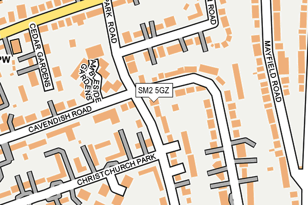 SM2 5GZ map - OS OpenMap – Local (Ordnance Survey)