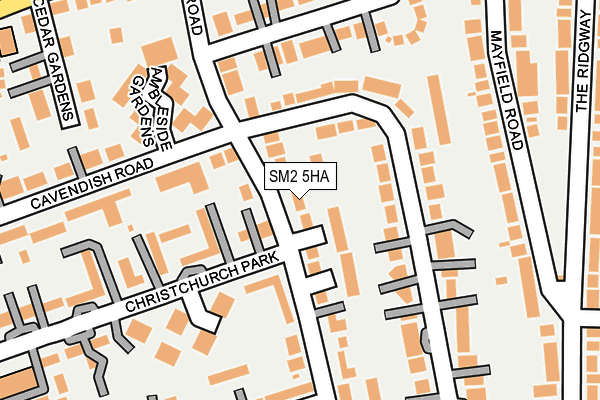 SM2 5HA map - OS OpenMap – Local (Ordnance Survey)