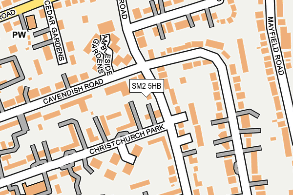 SM2 5HB map - OS OpenMap – Local (Ordnance Survey)