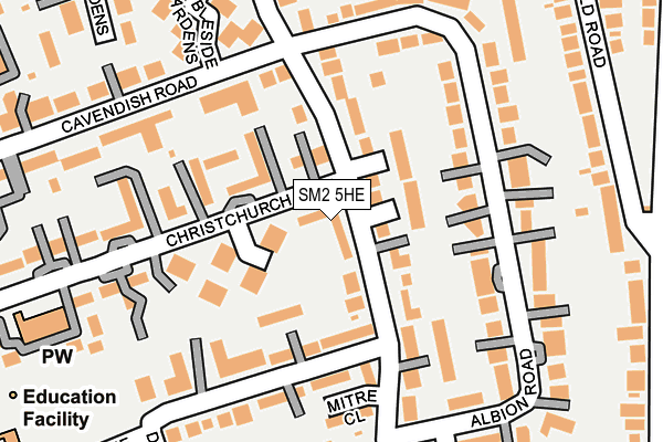 SM2 5HE map - OS OpenMap – Local (Ordnance Survey)