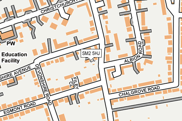 SM2 5HJ map - OS OpenMap – Local (Ordnance Survey)