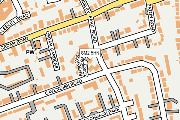 SM2 5HN map - OS OpenMap – Local (Ordnance Survey)