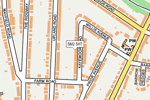 SM2 5HT map - OS OpenMap – Local (Ordnance Survey)
