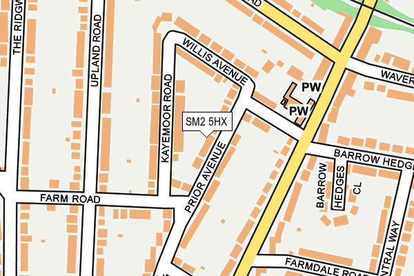 SM2 5HX map - OS OpenMap – Local (Ordnance Survey)
