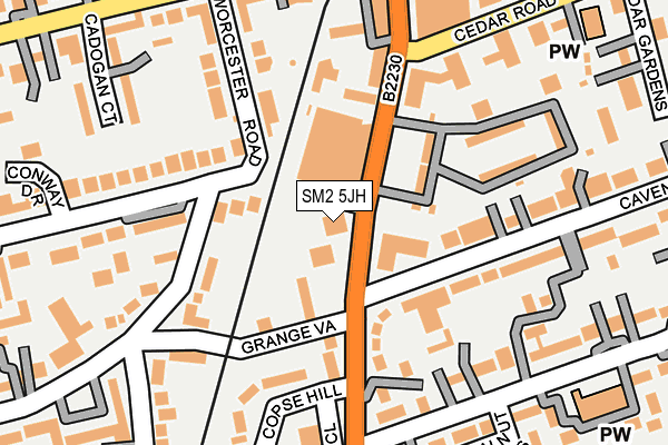 SM2 5JH map - OS OpenMap – Local (Ordnance Survey)