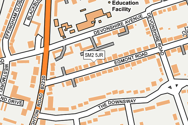 SM2 5JR map - OS OpenMap – Local (Ordnance Survey)