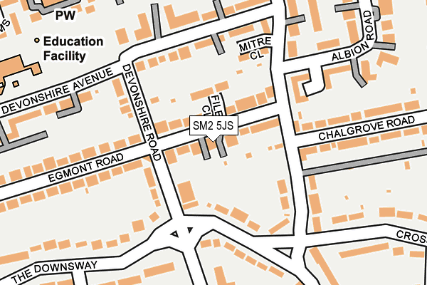 SM2 5JS map - OS OpenMap – Local (Ordnance Survey)