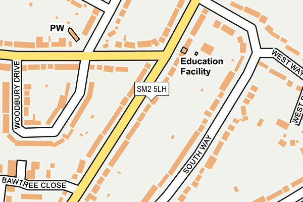 SM2 5LH map - OS OpenMap – Local (Ordnance Survey)