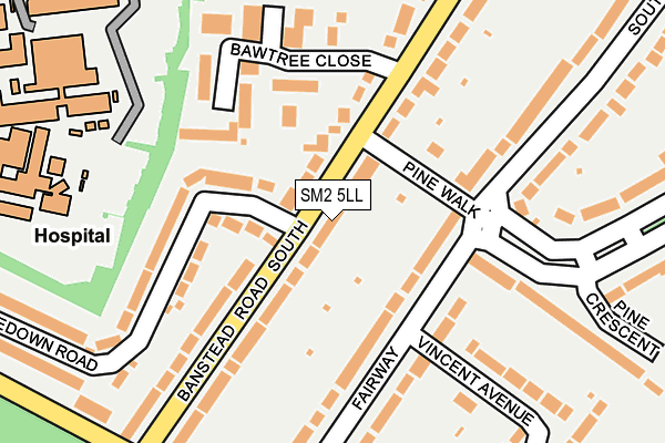 SM2 5LL map - OS OpenMap – Local (Ordnance Survey)