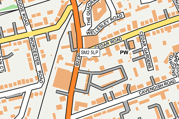SM2 5LP map - OS OpenMap – Local (Ordnance Survey)