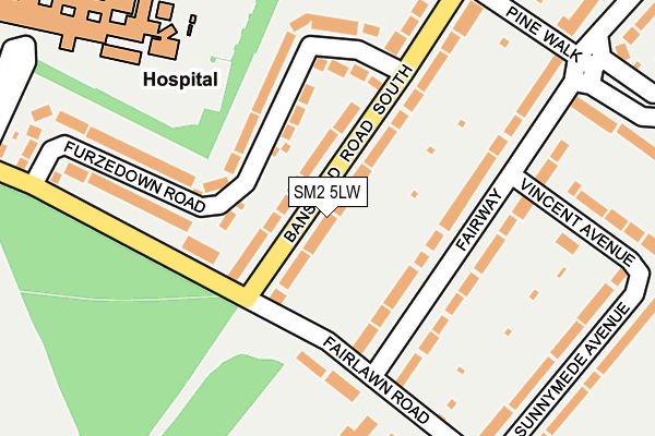 SM2 5LW map - OS OpenMap – Local (Ordnance Survey)