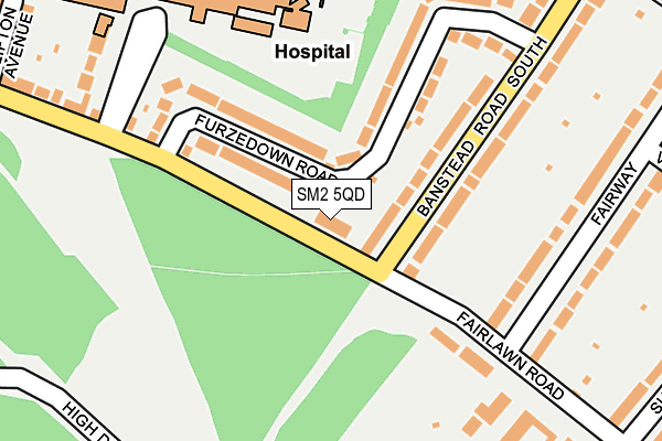 SM2 5QD map - OS OpenMap – Local (Ordnance Survey)