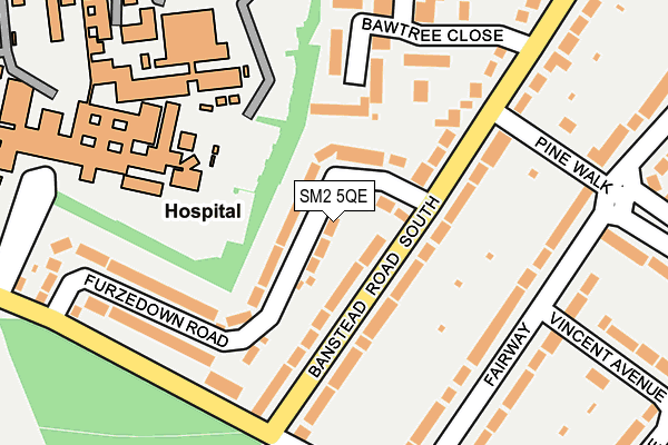 SM2 5QE map - OS OpenMap – Local (Ordnance Survey)