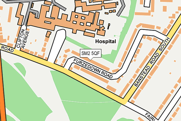 SM2 5QF map - OS OpenMap – Local (Ordnance Survey)