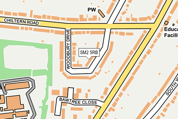 SM2 5RB map - OS OpenMap – Local (Ordnance Survey)