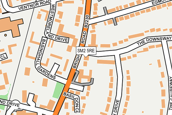 SM2 5RE map - OS OpenMap – Local (Ordnance Survey)