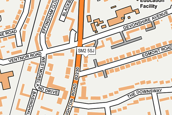 SM2 5SJ map - OS OpenMap – Local (Ordnance Survey)