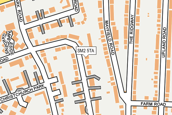 SM2 5TA map - OS OpenMap – Local (Ordnance Survey)