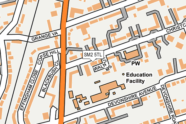 SM2 5TL map - OS OpenMap – Local (Ordnance Survey)