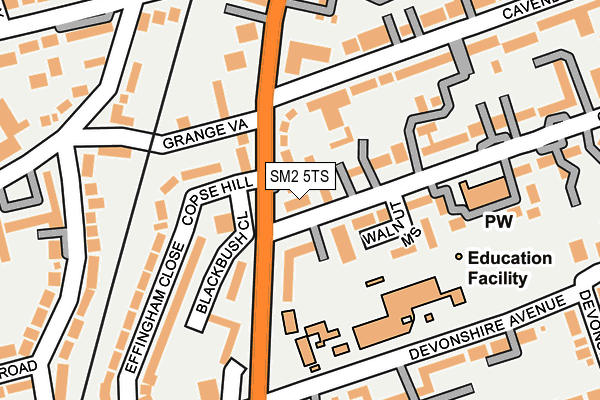 SM2 5TS map - OS OpenMap – Local (Ordnance Survey)