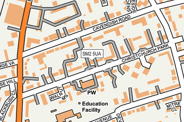 SM2 5UA map - OS OpenMap – Local (Ordnance Survey)