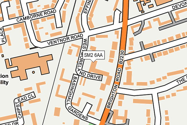 SM2 6AA map - OS OpenMap – Local (Ordnance Survey)