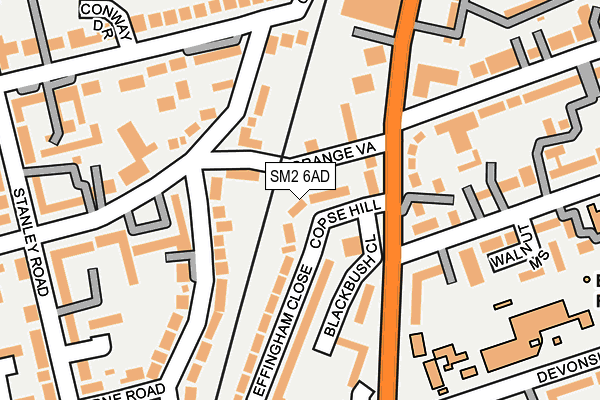 SM2 6AD map - OS OpenMap – Local (Ordnance Survey)