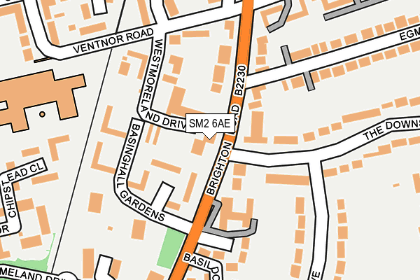 SM2 6AE map - OS OpenMap – Local (Ordnance Survey)