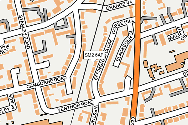 SM2 6AF map - OS OpenMap – Local (Ordnance Survey)