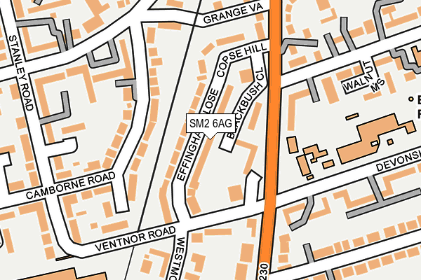 SM2 6AG map - OS OpenMap – Local (Ordnance Survey)