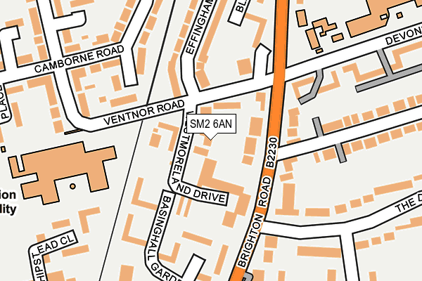 SM2 6AN map - OS OpenMap – Local (Ordnance Survey)