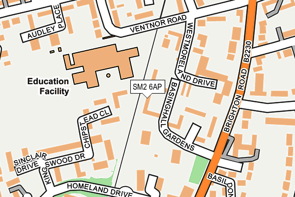 SM2 6AP map - OS OpenMap – Local (Ordnance Survey)