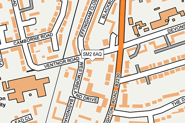 SM2 6AQ map - OS OpenMap – Local (Ordnance Survey)